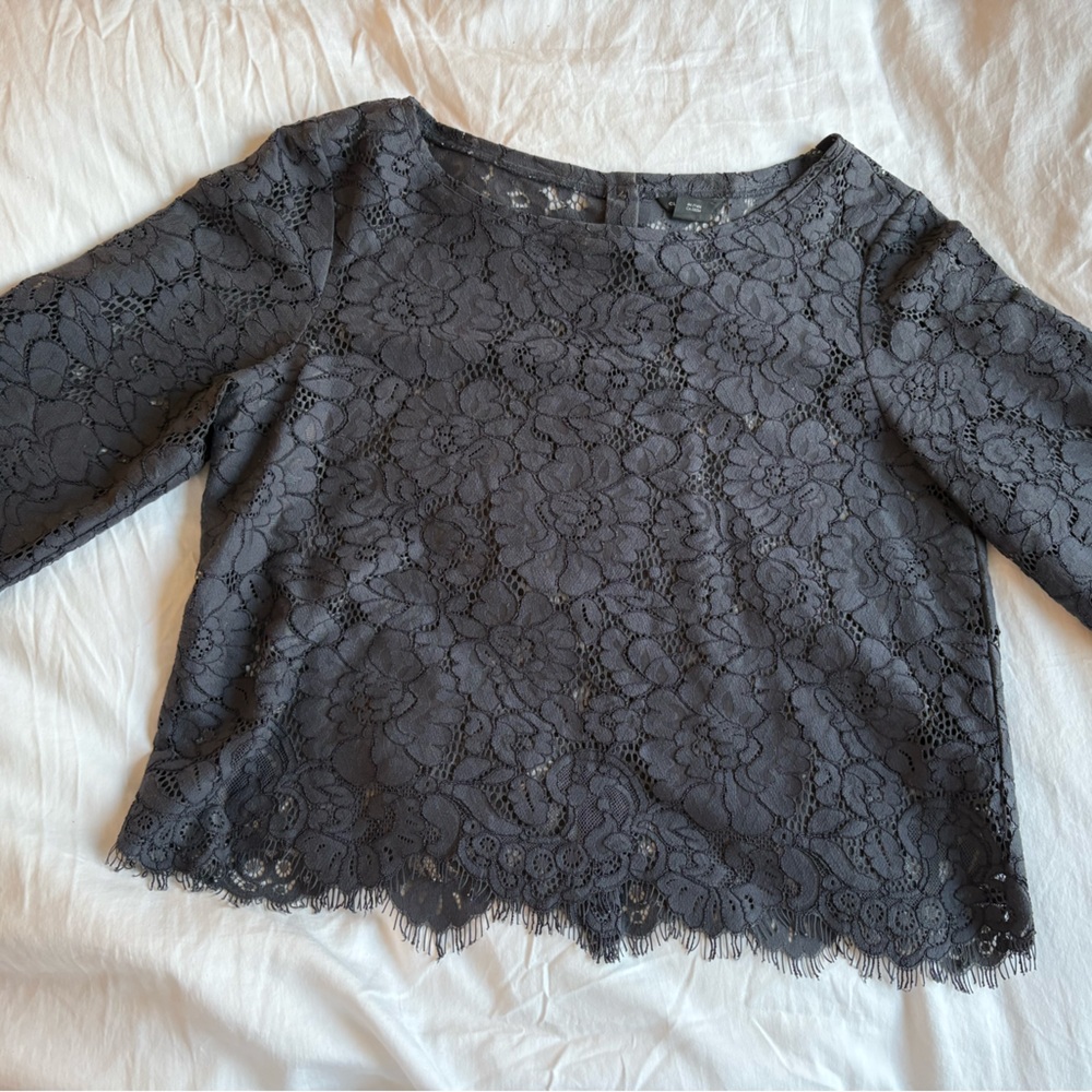 Club Monaco Charcoal Lace Blouse